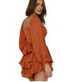 thumbnail image 3 of Women's Long Sleeve Ruffle Layer Tie Mini Short Romper, 3 of 5
