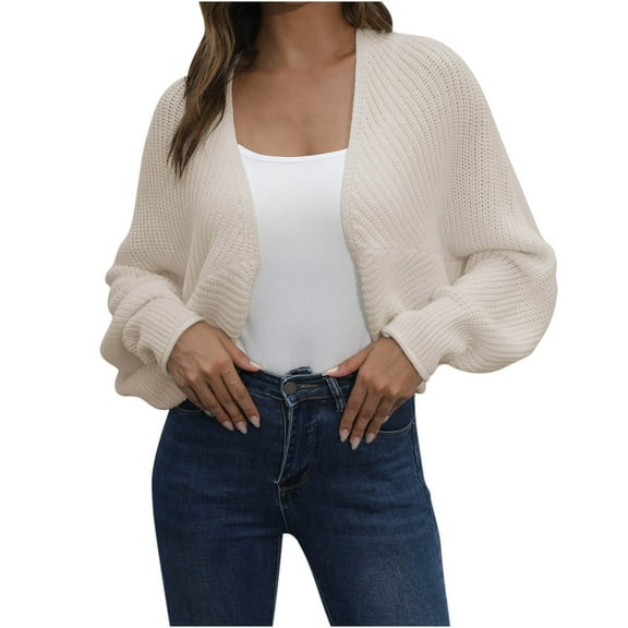 hxobax Womens Trendy Cropped Cardigans Open Front Dolman Long Sleeve Sweaters Elegant Short Shrugs
