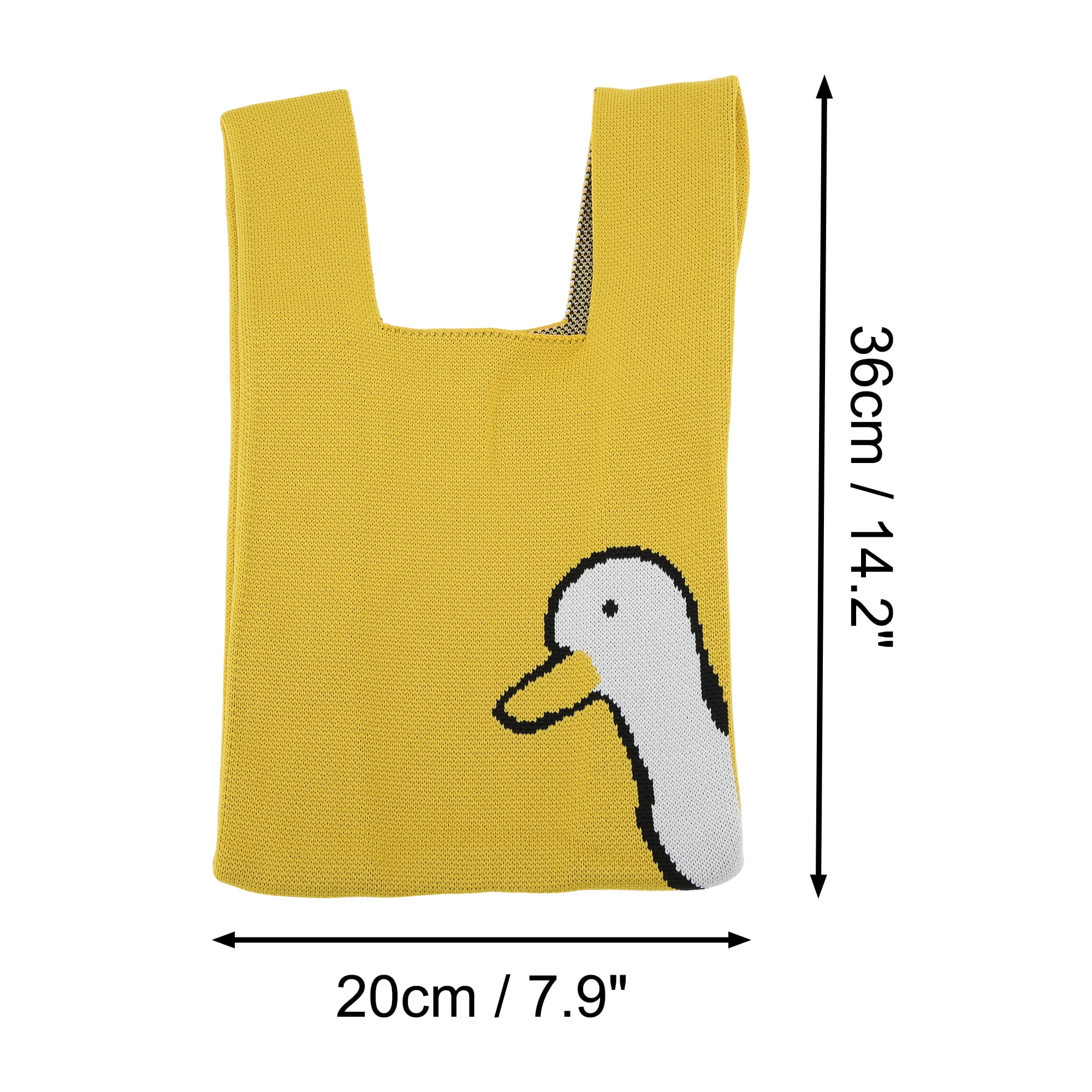Unique Bargains Stylish Animal Pattern Knitted Wrist Bag for Everyday Use Yellow, White