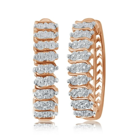 Elegant 0 02 Carat Natural Diamond Accent Hoop Earrings In 14k Rose Elegant 0 02 Carat Natural Diamond Accent Hoop Earrings In 14k Rose Gold Plated