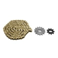 thumbnail image 4 of Kit de cadena y piñón de aluminio 428 para motocicletas, 106 eslabones, dorado, 9T/14T, 4 of 8