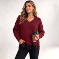 thumbnail image 6 of Fewfanhot Sweaters for Women Oversized Long Sleeve V Neck Ripped Cozy Warm Knitted Winter Pullover Sweaters, 6 of 8