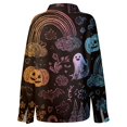 thumbnail image 6 of Delconic Womens Halloween Print Button Down Shirt Long Sleeve Casual Regular Fit Collared Blouse Floral Ghost Pattern Top Gold 3XL, 6 of 7