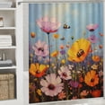 thumbnail image 6 of Fenyluxe Flowers Bee Blue Sky Pretty Shower Curtain Bathroom Decor Polyester Home Bathtubs Curtain Decoration Washable with Hooks 36x72, 6 of 7
