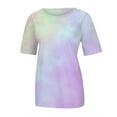 thumbnail image 2 of Baqcunre Womens Shirts Ladies Summer New Gradient Tie Dye Printing Trend Women'S Short Sleeves Womens T Shirts Womens Tops Pink M, 2 of 7