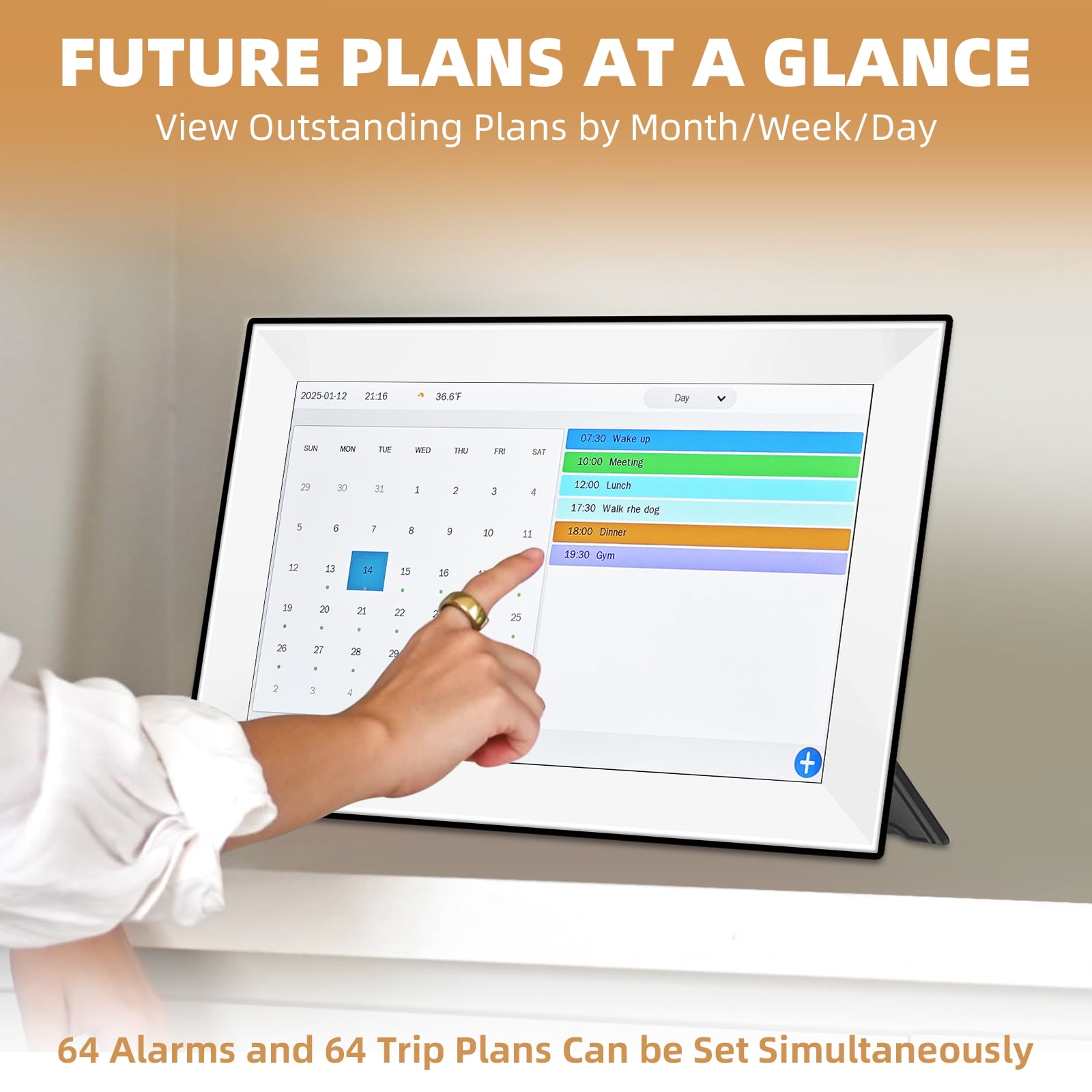 Jazeyeah WiFi Touch Screen Digital 2026 Calendar,Smart Electronic Schedule Planner,to-Do List Display,Digital Clock Mode,Desk Family Calendar(NO APP 10.1 inch White)