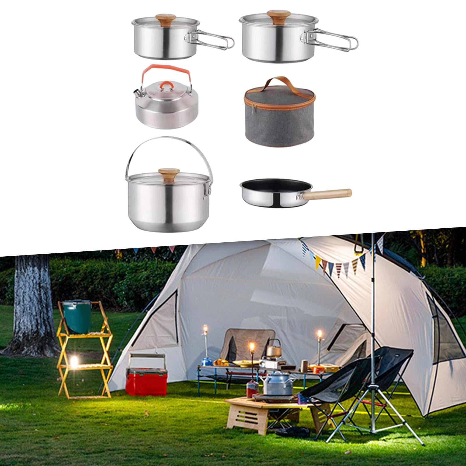 Nishiyuenyi Camping Cookware Kit Cooking Set Lightweight Frying Pan Outdoor Pot Cookset for with kettle