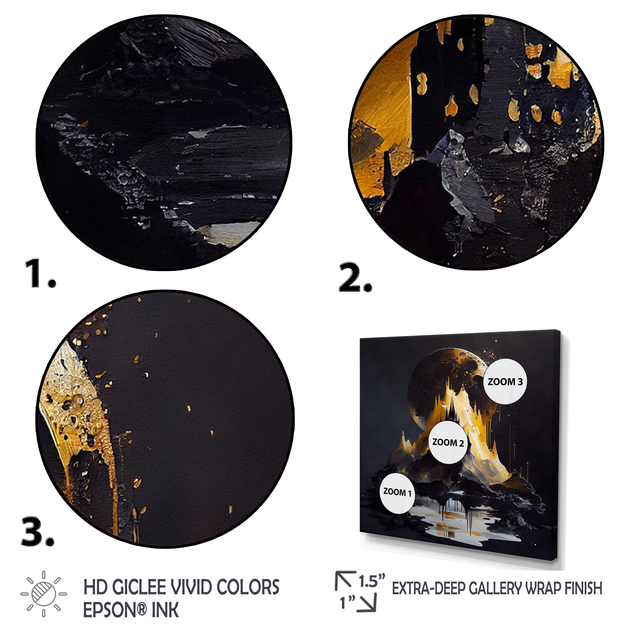 Designart Black And Gold Mountain Landscape I Canvas Wall Art