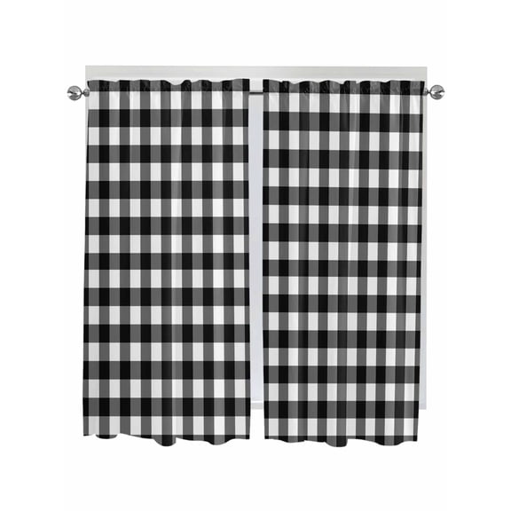 Living Room Curtains 72 Inches length, Black White Plaid Window Treatment Curtain Drapes, Modern Simple Buffalo Check Gingham Light Filtering Drapes for Bedroom Laundry Room, 52"x72", 2 Panels
