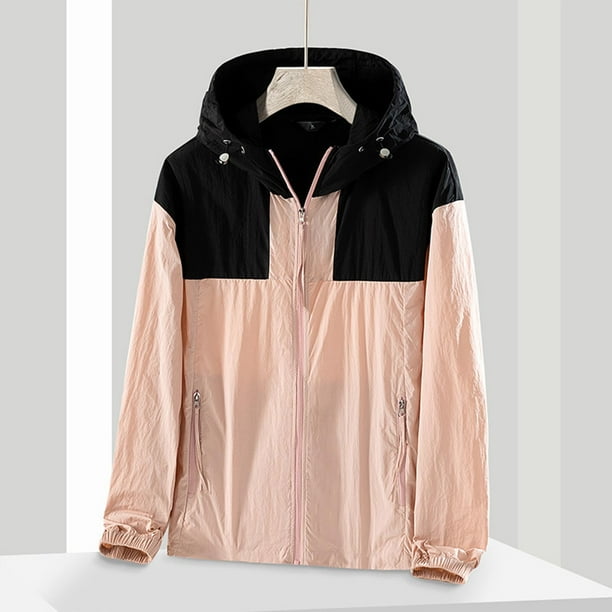 Chaquetas y abrigos casuales con capucha de manga larga para hombre y mujer, ligeros, frescos y ligeros, con empalme de bloques de color, protector solar, chaqueta, abrigo, blusa para mujer