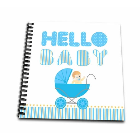 3drose baby blue stroller with baby boy and hello baby message on