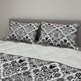 thumbnail image 2 of Floral Comforter & Sham Bedding Set, Scandinavian Inspired Pattern of Birds Flowers Swirls Polka Dots and Hearts, 3 pcs Duvet Set Microfiber Filling Quilt, 5 Sizes, Charcoal Grey White, by Ambesonne, 2 of 4