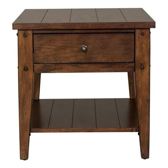 Pemberly Row Modern / Contemporary Dark Brown Wood End Table