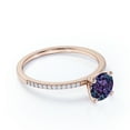 thumbnail image 3 of JeenMata Classic 1 Carat Round Cut Lab Created Alexandrite and Moissanite Pave Solitaire Engagement Ring in 18k Rose Gold over Silver, 3 of 4