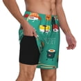 thumbnail image 2 of Kdxio Cute Sushi Print Men'S Swim Trunks With Compression Liner 7 Inch Inseam Quick Dry Swim Shorts, 2 of 7