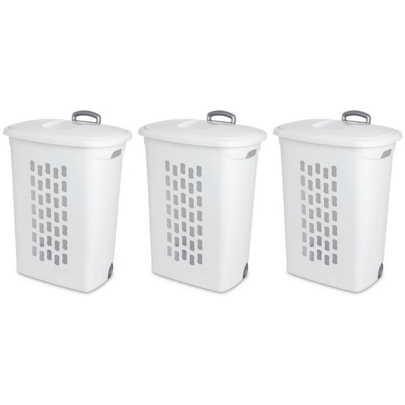 Sterilite Laundry Hampers with Lift-Top, Wheels, & Pull Handle (3-Pack) 12228003
