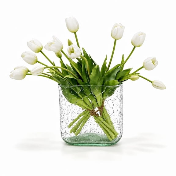 Scidweet 15 Pcs Artificial Flowers Fake Tulip, Real Touch Artificial Fake Tulip Flowers Bouquet Home Table Party Wedding Decoration, White