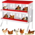 thumbnail image 1 of Chicken Nesting Box, 8 Compartment Metal Chicken Nesting Boxes for Chicken Coop, Easy Egg Collection, Easy Cleaning, Chicken Laying Boxes with Bracket Legs for Hens, Red, 1 of 7