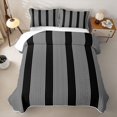 thumbnail image 2 of Castle Fairy Tribal Thin Vertical Stripe Twin Quilt Set 2 Pieces,Minimalism Wide Band Twin Coverlet Set,Black White,1 Bedspread and 1 Pillowcase, 2 of 7