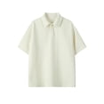 thumbnail image 1 of Blusa y camisa de manga corta con cuello vuelto para hombre, fina, holgada, ventilada, de color liso, con solapa y estampado de tela, blusa de manga corta para hombre, poliéster, 1 of 8