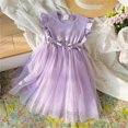 thumbnail image 4 of Cethrio Girls Summer Dresses, Mesh Flutter Sleeve Casual Princess Party Dresses Purple Size 7-8, 4 of 4