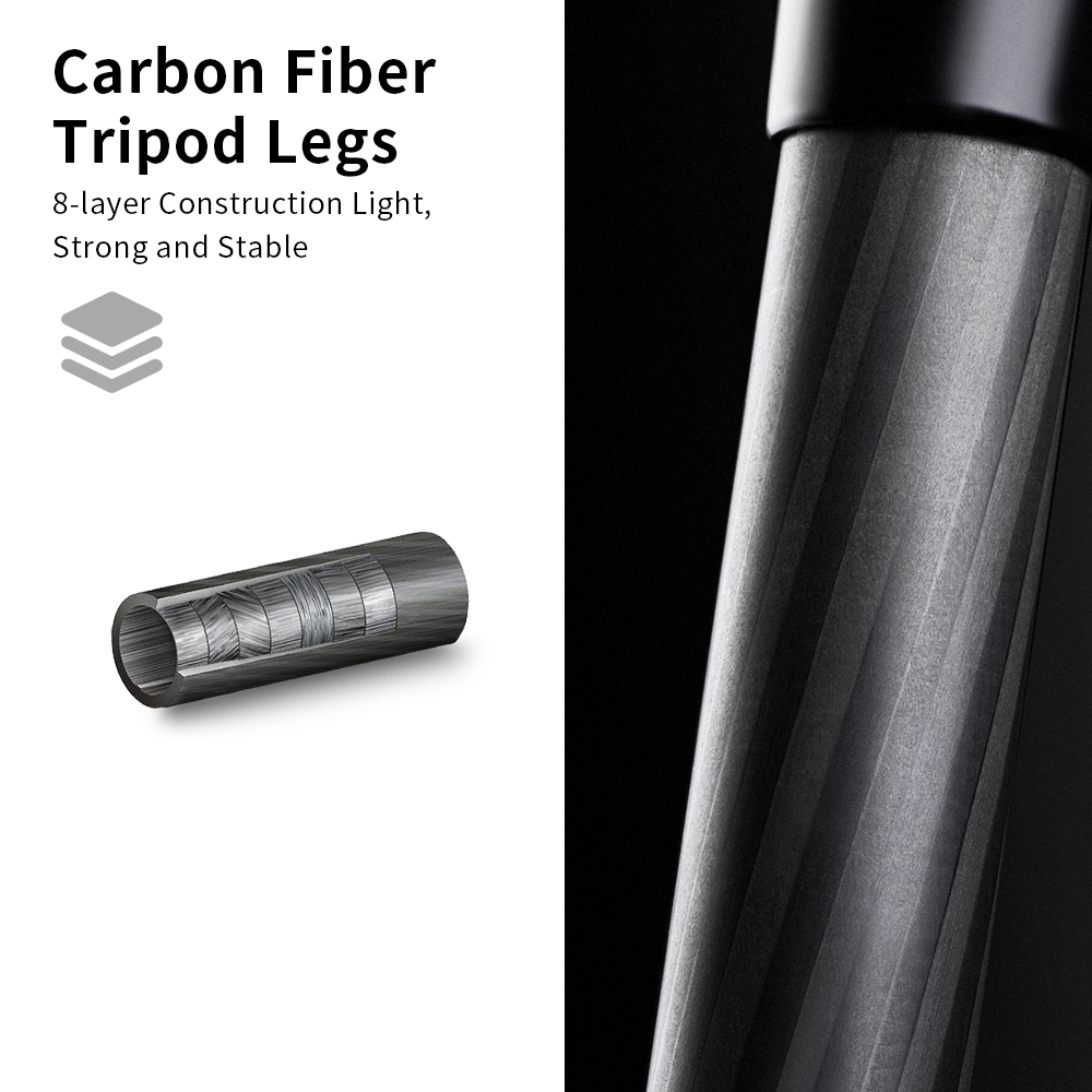 K&F CONCEPT 70"/1.7m Carbon Fiber Porfessional Lightweight Camera Tripod for DSLR Camera//Phone, Travel Tripod for Camcorder,15kg/33.07lbs Load,360 Degrees Ball Head