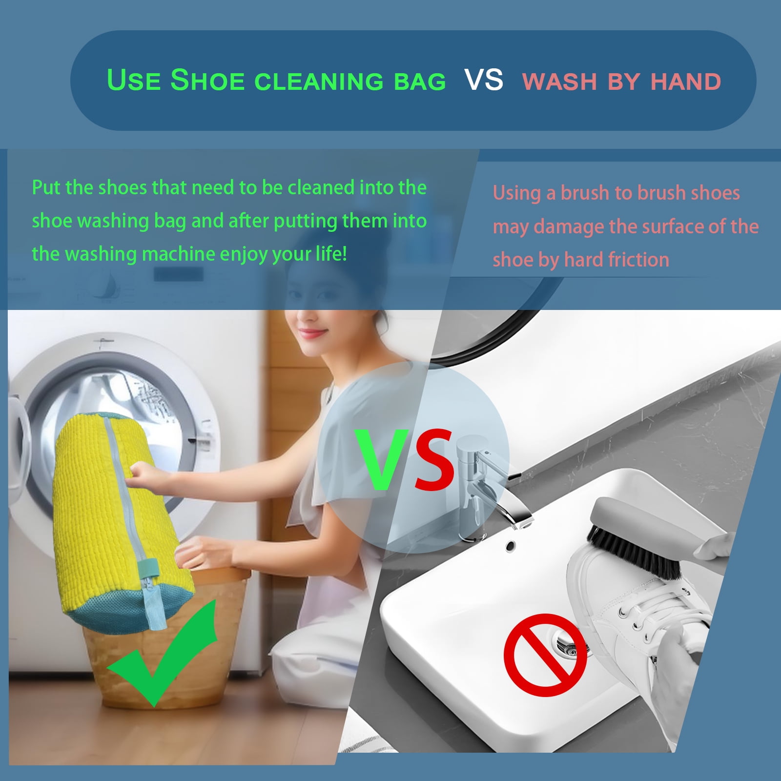 Sunlyn-MLG Shoe Washing Machine Bag,Sneaker Cleaning Shoe Bag,Sizes 7.5"L x 7.5"W x 15.35"H(Yellow 2pcs)