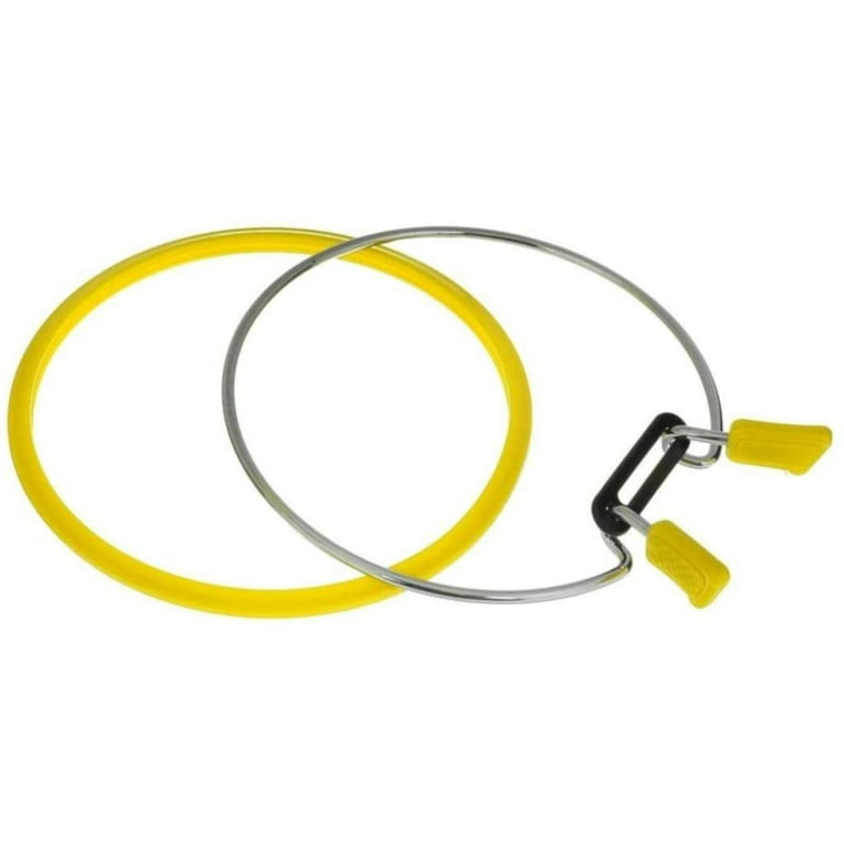 Nurge Metal Spring Tension Ring with Yellow Plastic Frame Embroidery Hoop,  126 mm - Hobiumyarns