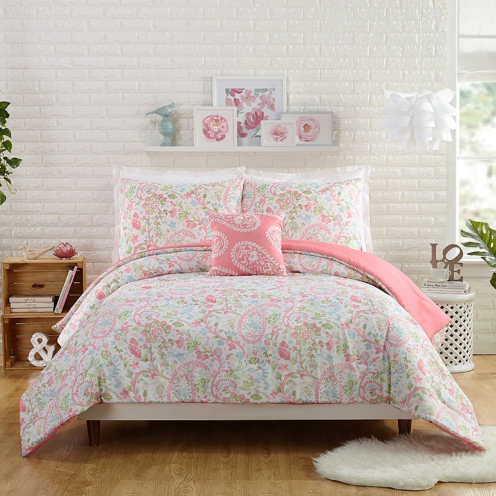 Details about   Quilt Set King Girl Bedding Cover Pink Green Flower Garden Polka Dot Child Bed 