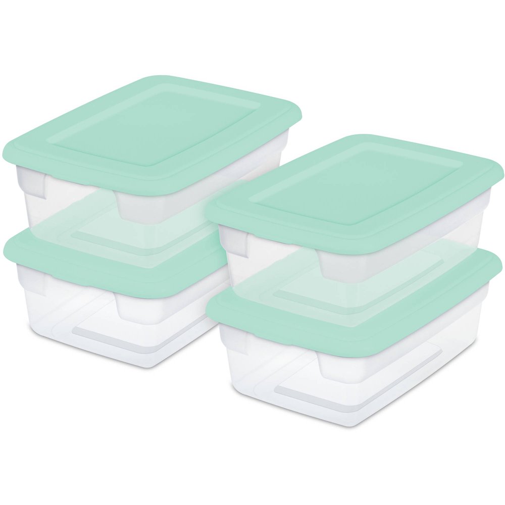 Sterilite 12Quart Storage Boxes, Set of 4 Spearmint