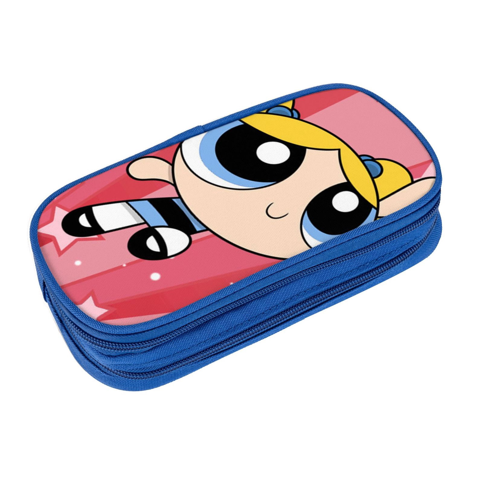 The Powerpuff Gi-rls Pencil Case Large Capacity Pencil Pouch Penbag Office Stationery Organizer Travel Makeup Bag Blue