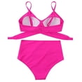 thumbnail image 4 of Women's Bikini Set-Criss Cross Bra+High Waist Brief,2 Pcs Sexy Bathing Suits Beachwear, 4 of 8