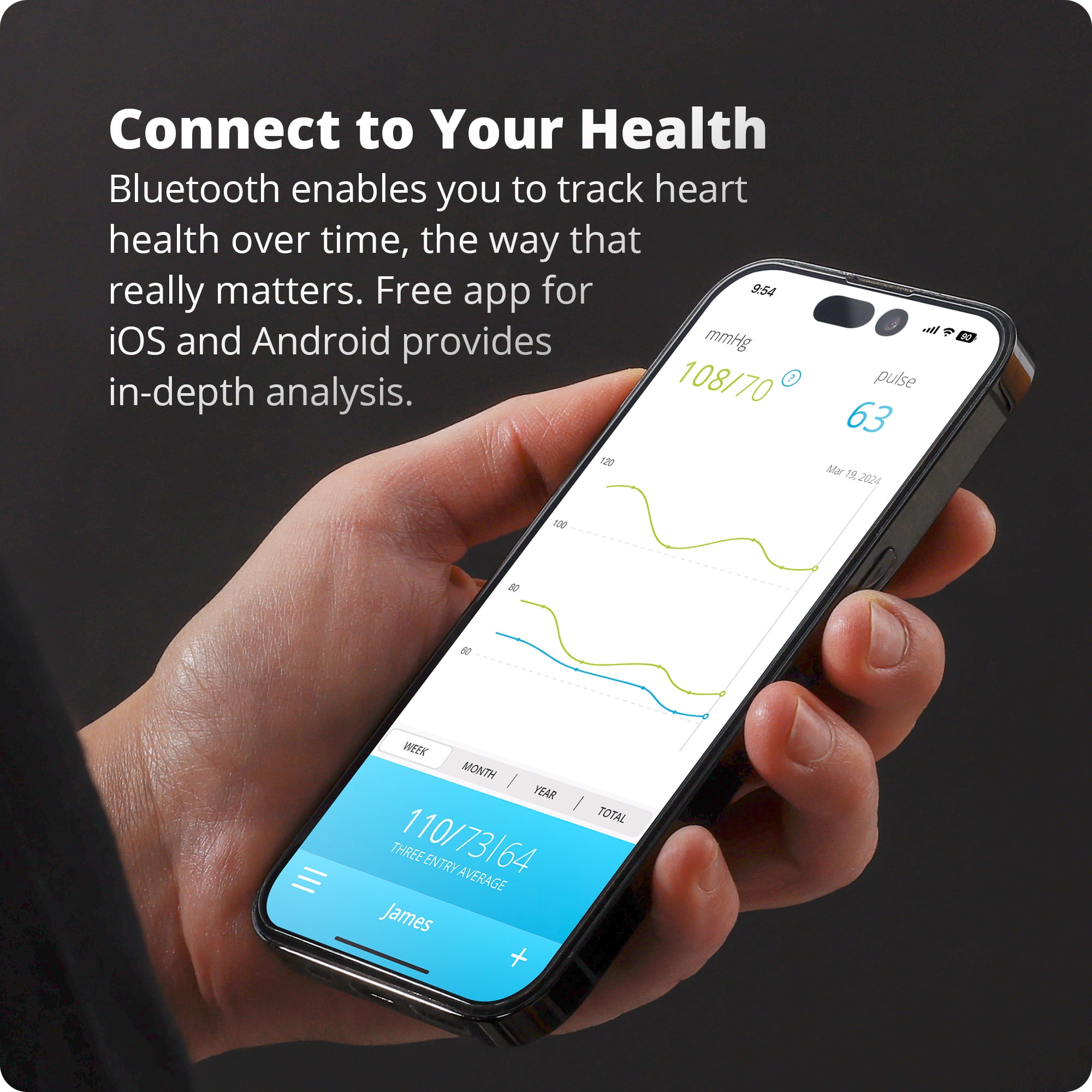 Greater Goods Bluetooth Blood Pressure Monitor with Automatic Upper Arm Cuff, App-Enabled for iOS and Android