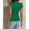 thumbnail image 3 of PRETTYGARDEN Womens V Neck Summer Tops Ruffle Sleeveless Slim Fit T Shirts Going Out Casual Blouses, 3 of 8