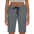 thumbnail image 3 of Shorts Bermuda para Mujer, Shorts Cargo hasta la Rodilla para Mujer Casuales con Cordón, de Cintura Alta, Pierna Recta, Shorts de Verano con Bolsillos, 3 of 6