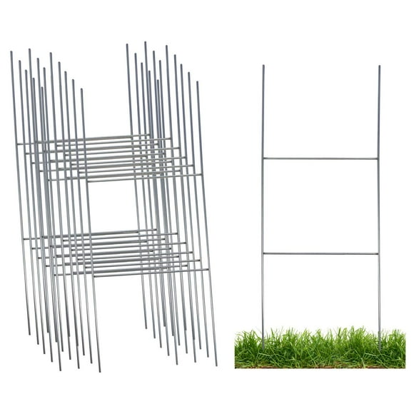 Sturdy Metal Wire Step Stake Frame for Yard Signs 10 x 24 inch H Frame Wire Sign Spikes (15 Pack)