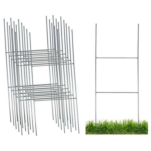Sturdy Metal Wire Step Stake Frame for Yard Signs 10 x 24 inch H Frame Wire Sign Spikes (15 Pack)