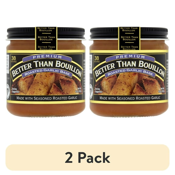 (2 pack) Better Than Bouillon Premium Roasted Garlic Base, Shelf-Stable, 8 oz Jar