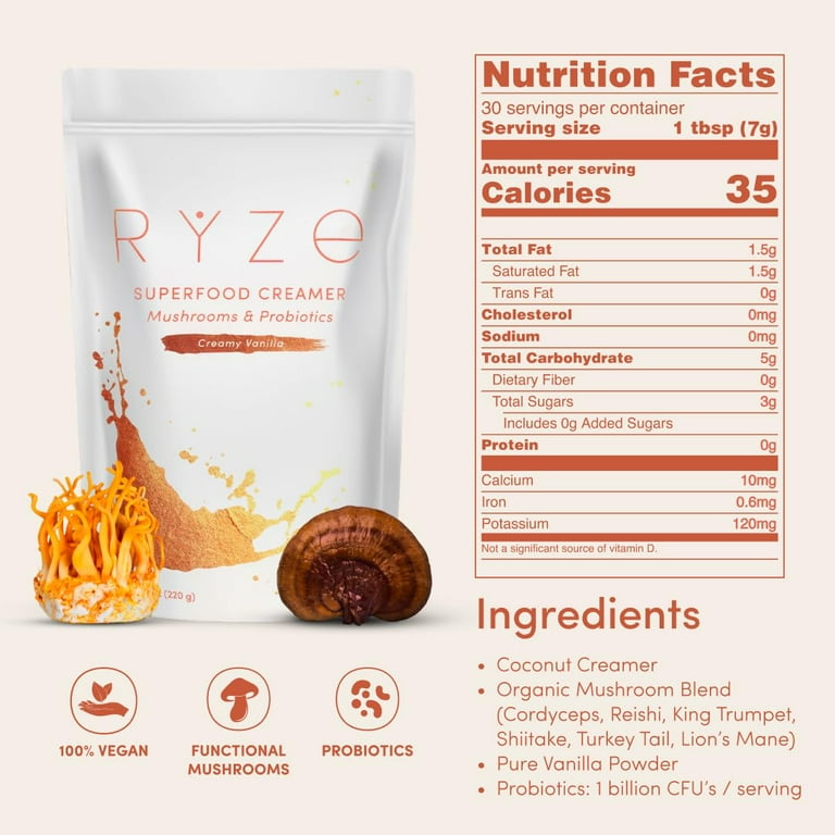 RYZE Superfood Probiotic Creamer with 6 Organic Adaptogenic