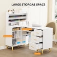 thumbnail image 5 of OmySalon L Shaped Manicure Table with Dust Collector, 52" L Corner Nail Desk for Nail Techs, w/Polish Display Rack Arm Rest, Acetone Resistant Top, Drawer and Cabinet Storage, for Nail Salon, 5 of 7