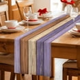 thumbnail image 5 of Farmhouse Purple Brown Table Runner - 90 Inch Long Vintage Wooden Striped Cotton and Linen Blended Dress Scarves Farmhouse Table Runner for Kitchen Dining, Coffee Table, 13" x 90", 5 of 8