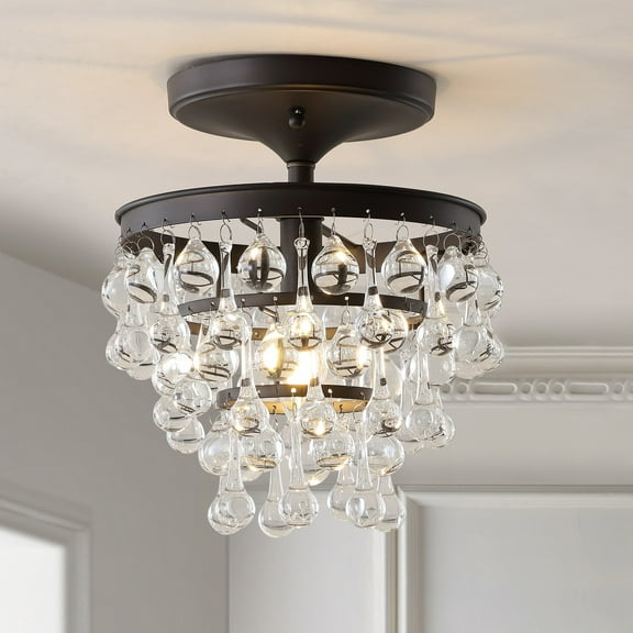 JONATHAN Y Toronto 10" Metal/Crystal LED Flush Mount, Oil Rubbed Bronze, JYL9028A