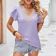 thumbnail image 4 of Njoeus Women's Summer Lace V-Neck Eyelet Tunic Tops Short Sleeve Tee Shirts Loose Casual Dressy Blouses S-XXL, 4 of 5