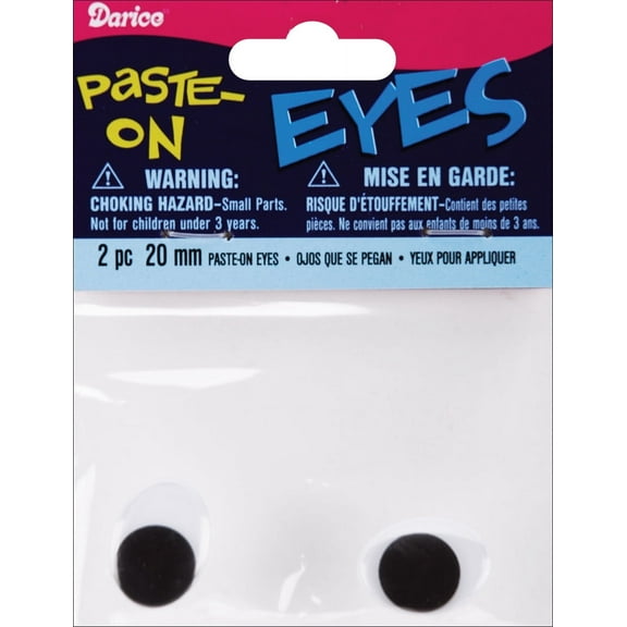 Paste On Oval Wiggle Eyes Black 20mm