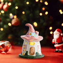 Hometravel Ceramic Christmas Village House, Magical Glowing Night Light Decor, Miniature Tabletop Christmas Scene with LED for Desktop, Shelf, Mantel