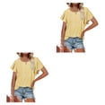 thumbnail image 4 of Sonducket Camiseta de mujer Color sólido Cuello Ahueca hacia fuera Blusa Verano Top Ropa Type13 NO13, 4 of 6