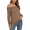 Brown, variant on Womens Off Shoulder Long Sleeve Blouses Casual Tunic Tops
