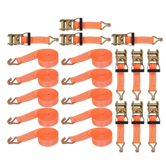 10 Pcs Ratchet Straps With W/J Hook 1.5 "x 20' 4000 LBS Heavy Duty Tie Downs