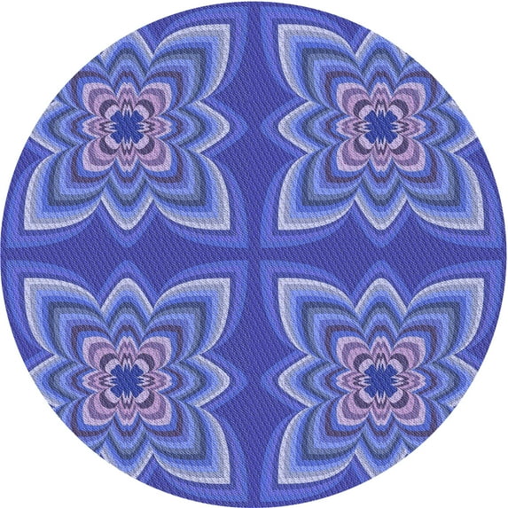Ahgly Company Indoor Round Patterned Sky Blue Dress Blue Area Rugs, 4' Round