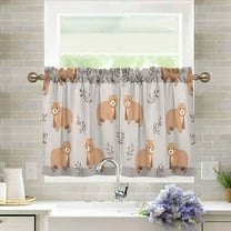 Yayeee Kitchen Curtains Light Filtering 27"x36" Rod Pocket Short Cafe Window Panel, Cartoon Bear